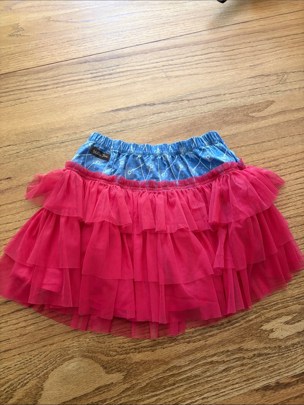 Matilda Jane Hot Pink Layered Tulle Skirt with Blue Elastic Waistband